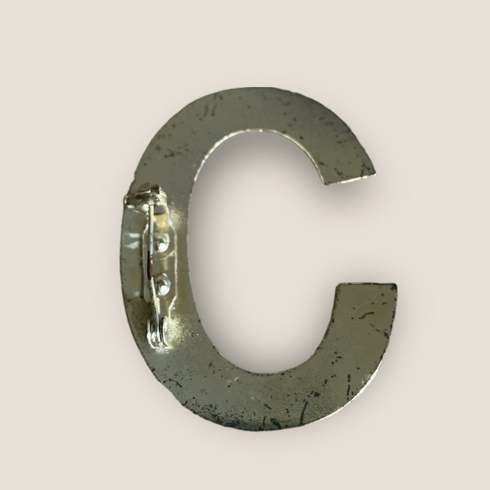Initial C Rhinestone Brooch/Pin - Picture 2 of 4
